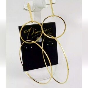 Thalia Sodi Extra Large Interlocking Drop Hoop Earrings Gold Tone